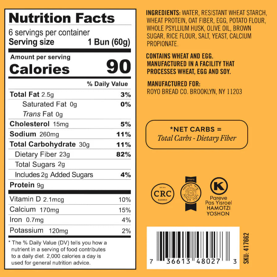 Royo Bread Co Keto Friendly Burger Buns