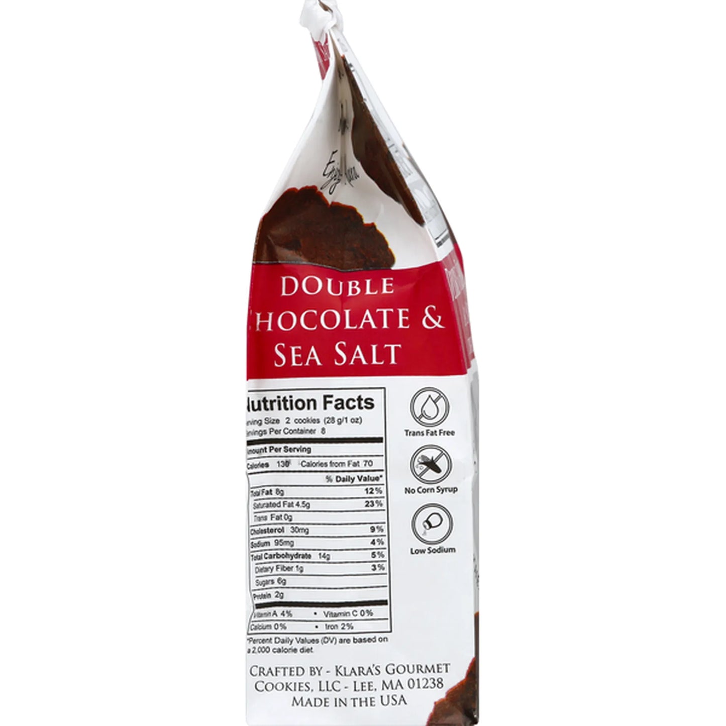 Klara's Gourmet Double Chocolate & Sea Salt Shortbread Cookies, Pack of 2