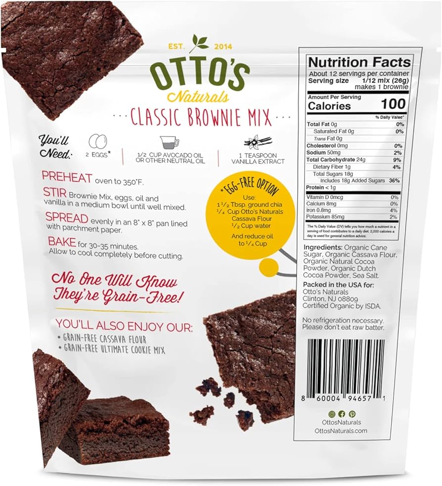 Otto's Naturals Classic Brownie Mix - Organic, Gluten-Free, Nut Free, Non-GMO Verified