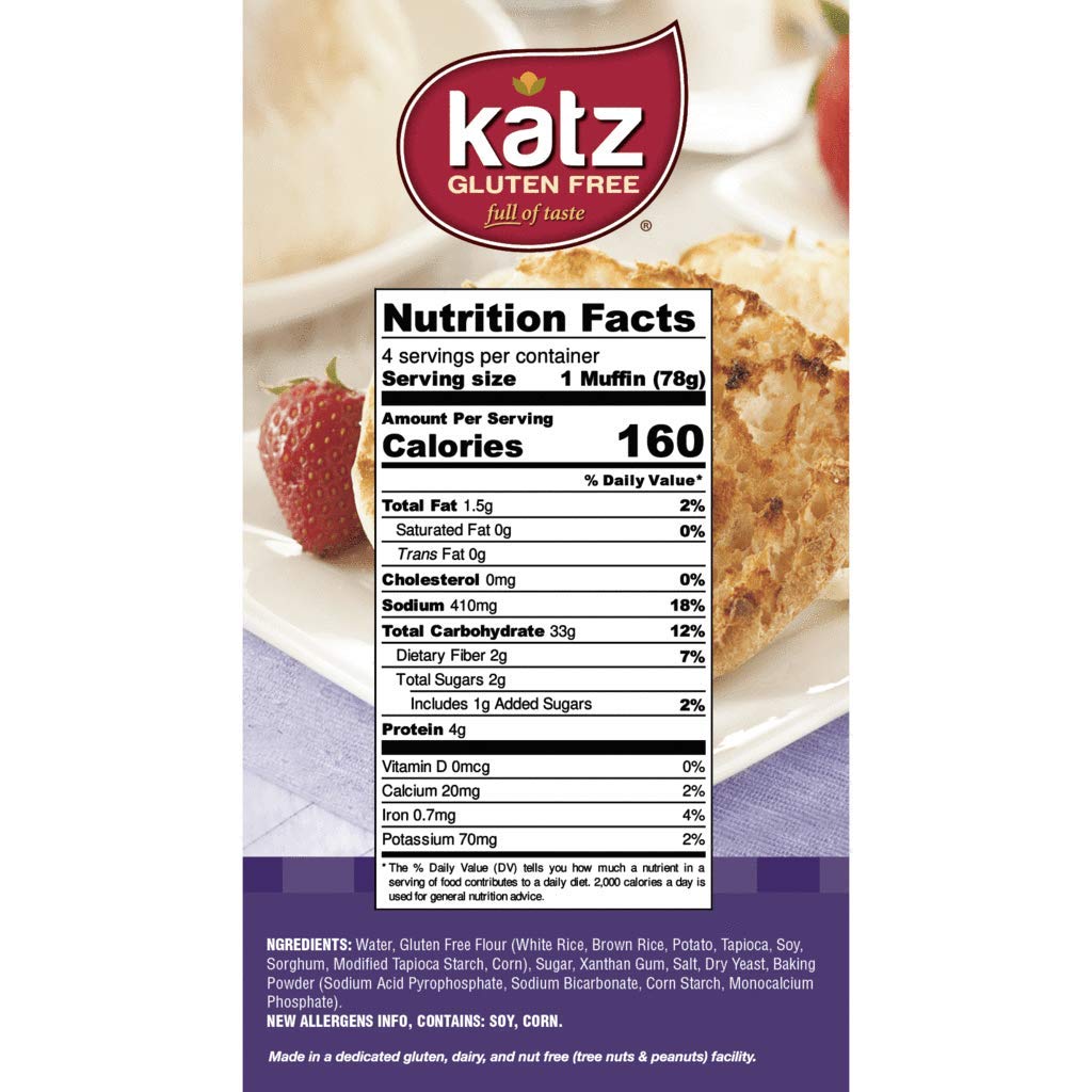 Katz Gluten Free English Muffin Vegan Variety Pack - 2 x Plain, 2 x Cinnamon Raisin | Dairy, Nut and Gluten Free