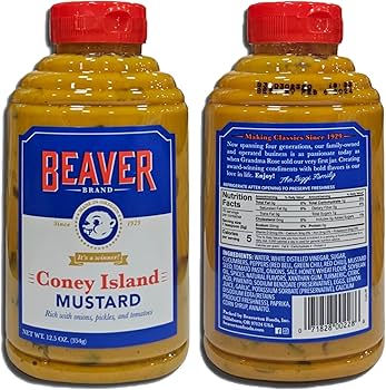 Beaver Coney Island Mustard, 13 oz - Squeeze Bottle - Pack of 6