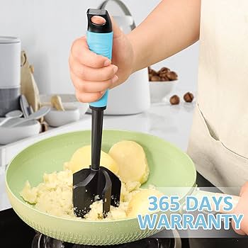 Meat Chopper Masher, 5 Curve Blades - Aqua
