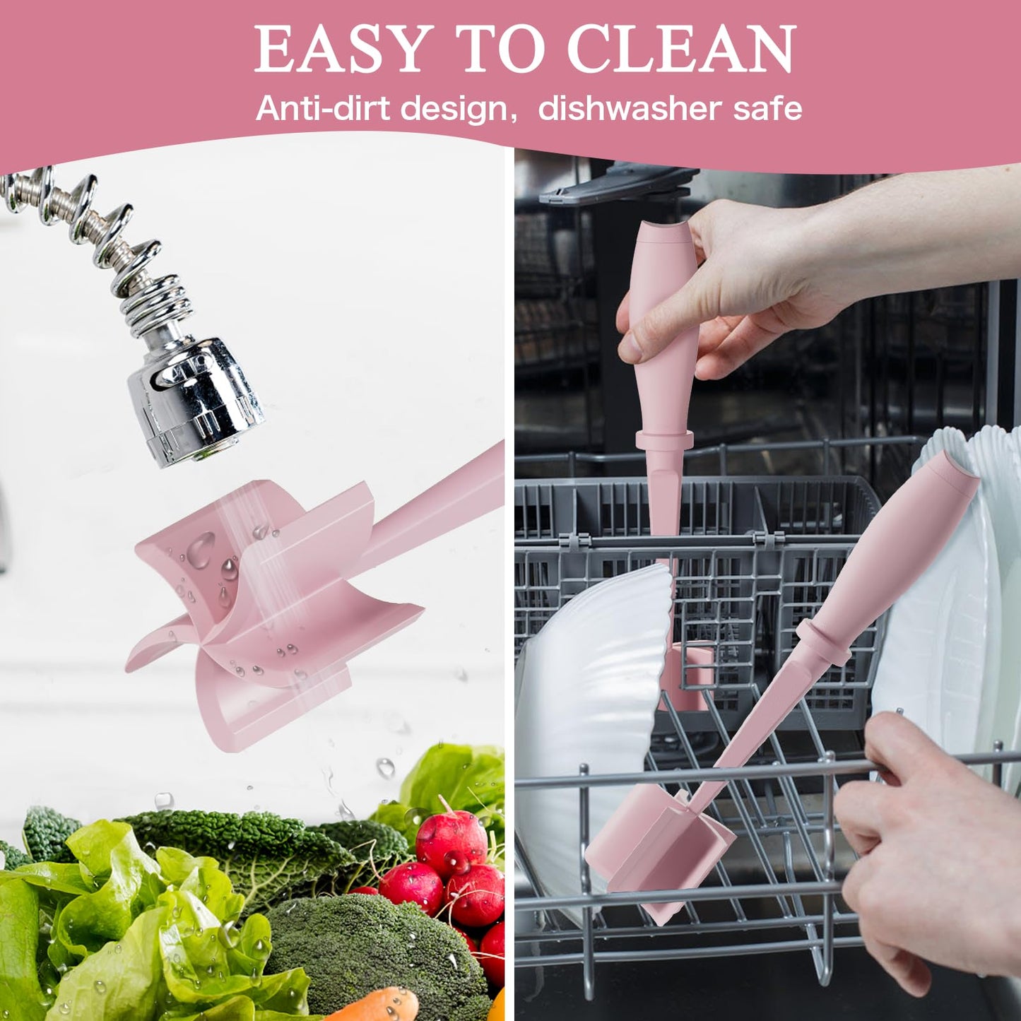 Meat Chopper Masher, 5 Curve Blades - Pink