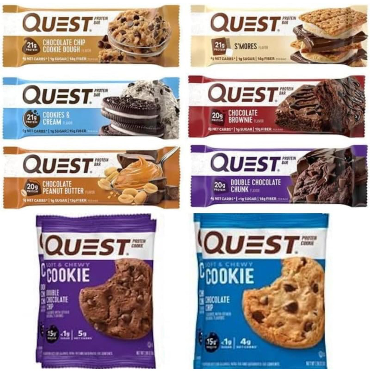 Quest Nutrition Protein Bars and Cookies - Assorted 10 Variety Pack - High Protein, Low Carb, Gluten Free, Keto Friendly