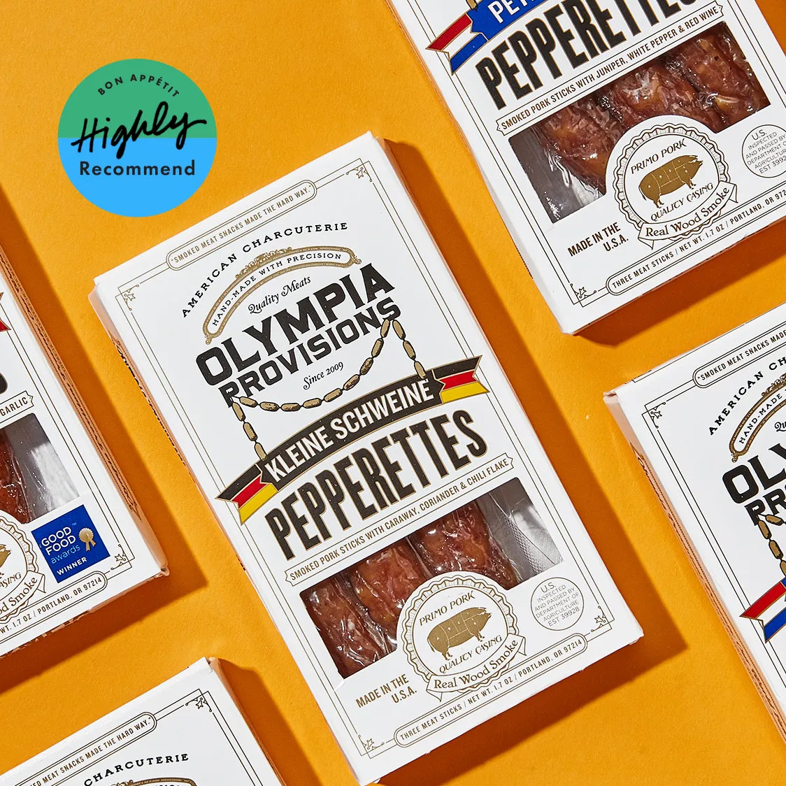 OP German Smoked Pork Sticks,Pepperette Sampler, Juniper & Sea Salt, Caraway & Coriander, Paprika & Garlic - Pack of 3