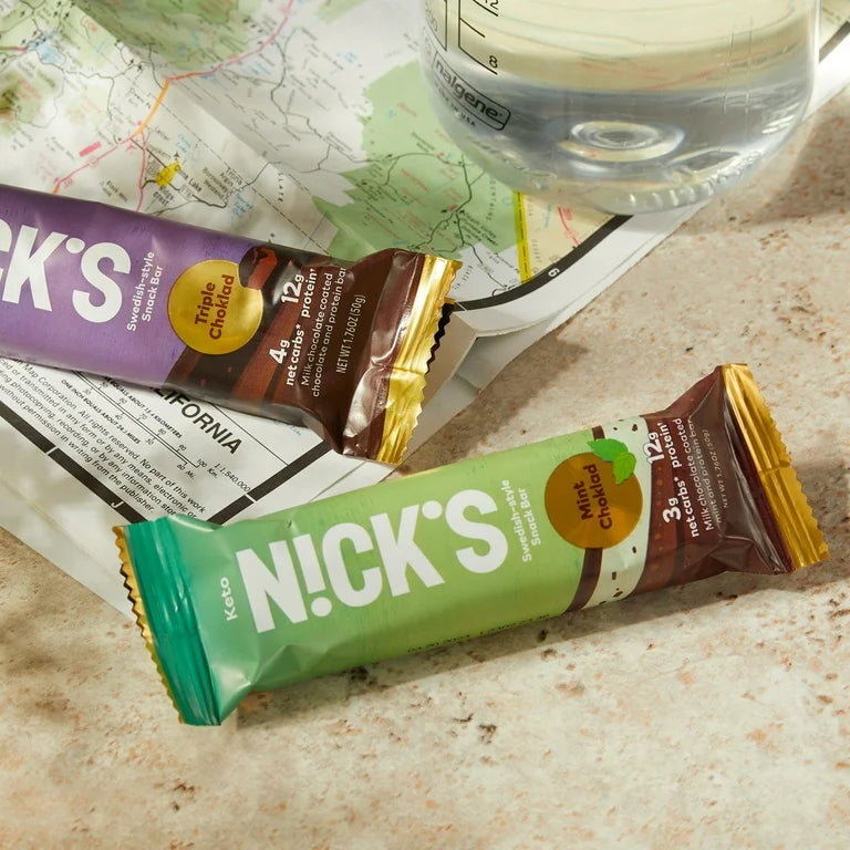 Nick's Protein Bars Triple Chocolate - Low Carb Keto Friendly Snacks, No Added Sugar - Pack of 12