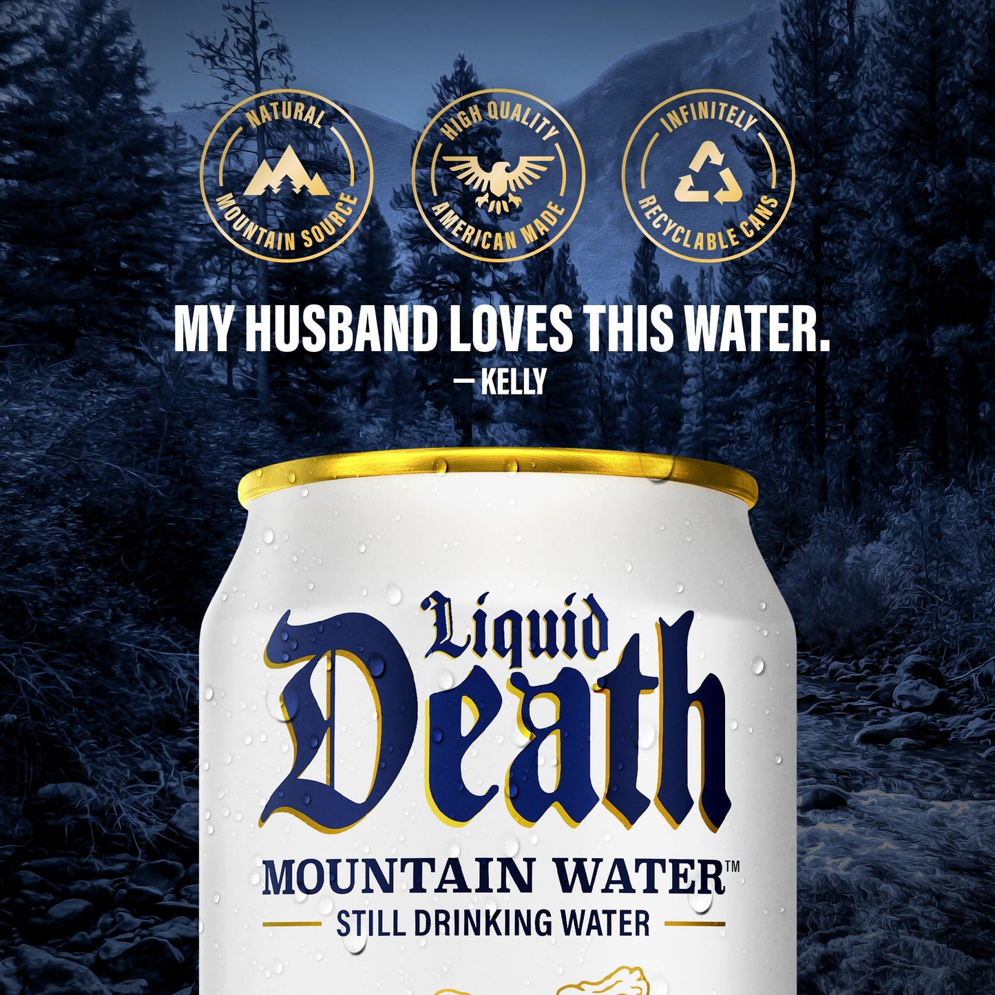 Liquid Death, Still Mountain Water, Real Mountain Source, Natural Minerals & Electrolytes - 12 Pack - 12 oz Cans