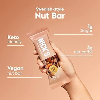 Nick's Nut Snack Bars Almond Chocolate - Low Carb Keto Friendly Snacks, No Added Sugar - Pack of 30
