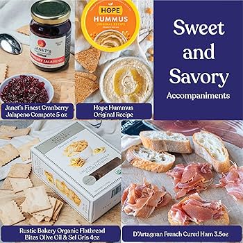 The Cheese Lover Holiday Gift Box Party of 12 - Cheese Platter with 7 Gourmet Cheeses with 4 Accompaniments, Cheese Sampler Gift Set