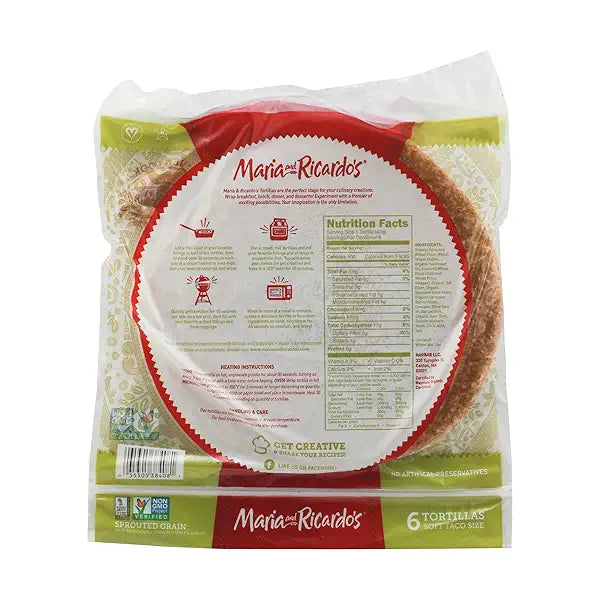 Maria & Ricardo's Organic Sprouted Tortillas, USDA Certified Organic - 4.8 lb / Case
