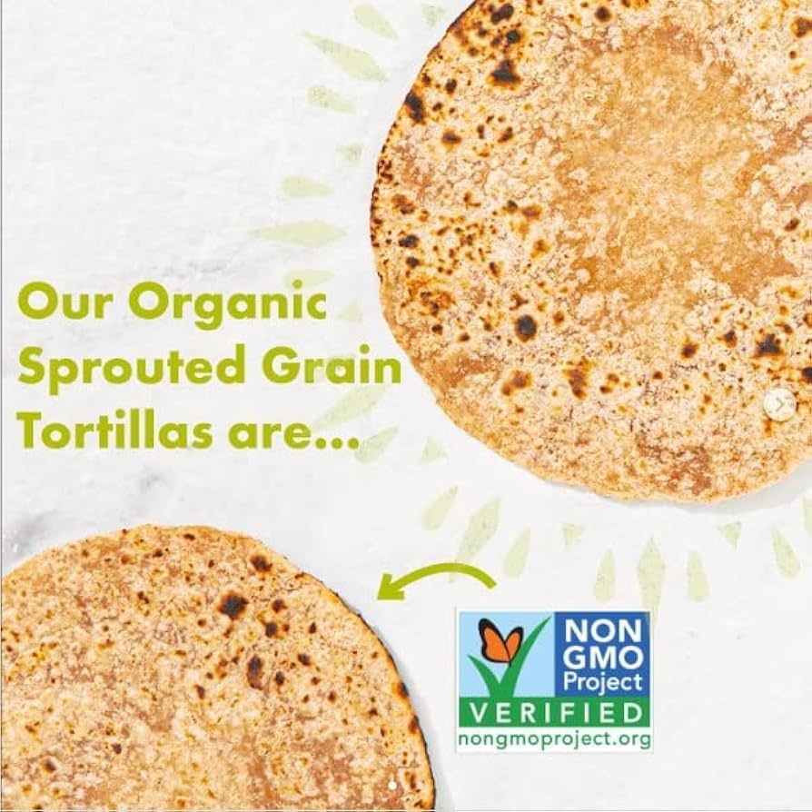 Maria & Ricardo's Organic Sprouted Grain Tortillas 6 FAJITA SIZE, USDA Certified Organic - Pack of 3