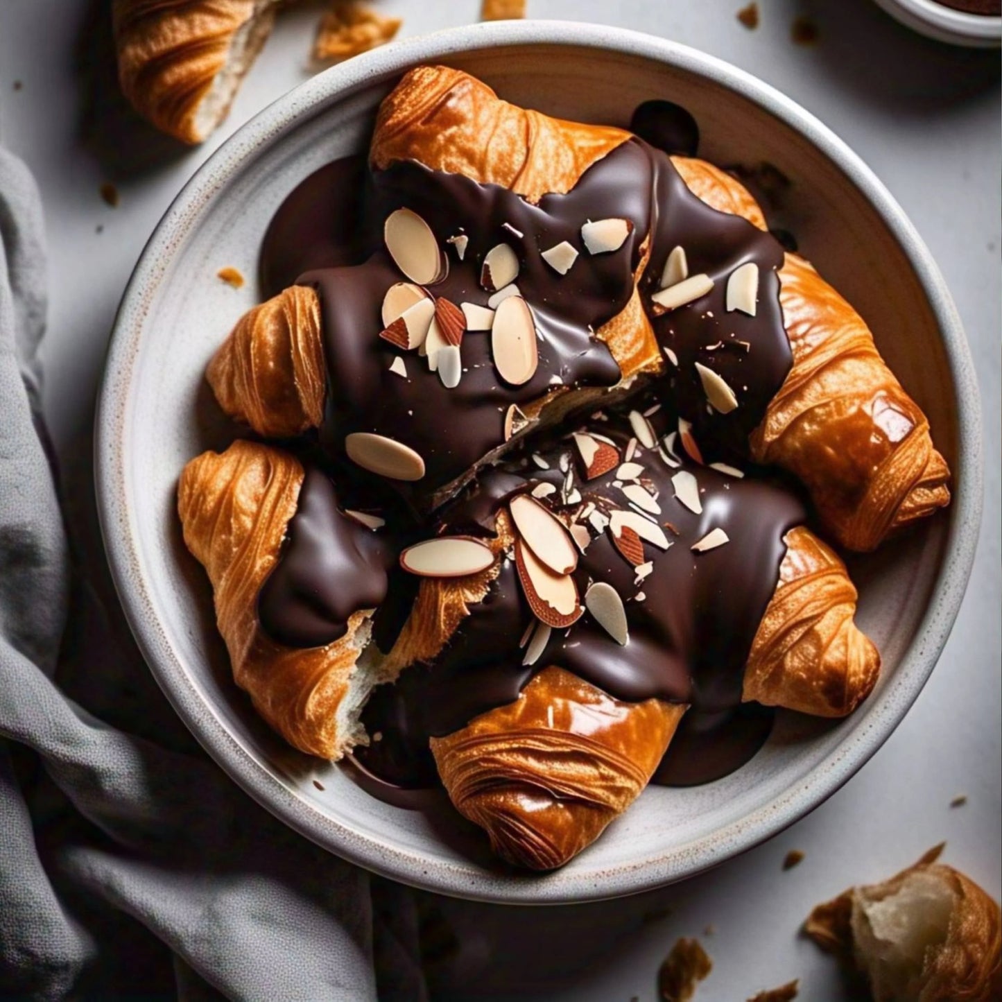 ANDY ANAND SUGAR FREE DARK CHOCOLATE ALMOND CROISSANTS - 2 LBS FILLED SUGAR FREE DARK CHOCOLATE HAND ROLLED FRENCH BUTTER CROISSANTS with Gift Box