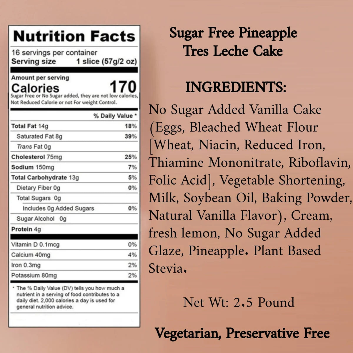 ANDY ANAND SUGAR FREE PINEAPPLE TRES LECHE CAKE