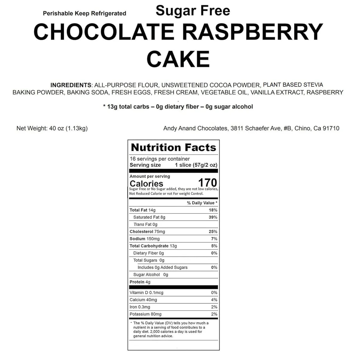 ANDY ANAND SUGAR FREE RASPBERRY CHOCOLATE COCONUT CAKE EXQUISITE 9", WITH REAL CHOCOLATE TRUFFLES: DELECTABLE DESSERT BAKED IN HOMEMADE STYLE IN SUGAR FREE BAKERIES