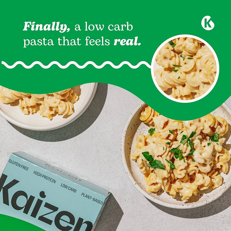 Kaizen Low Carb Radiatori Pasta - High Protein (20g), Keto Friendly, Gluten-Free, Grain Free, Kosher, Plant-Based - Pack of 2