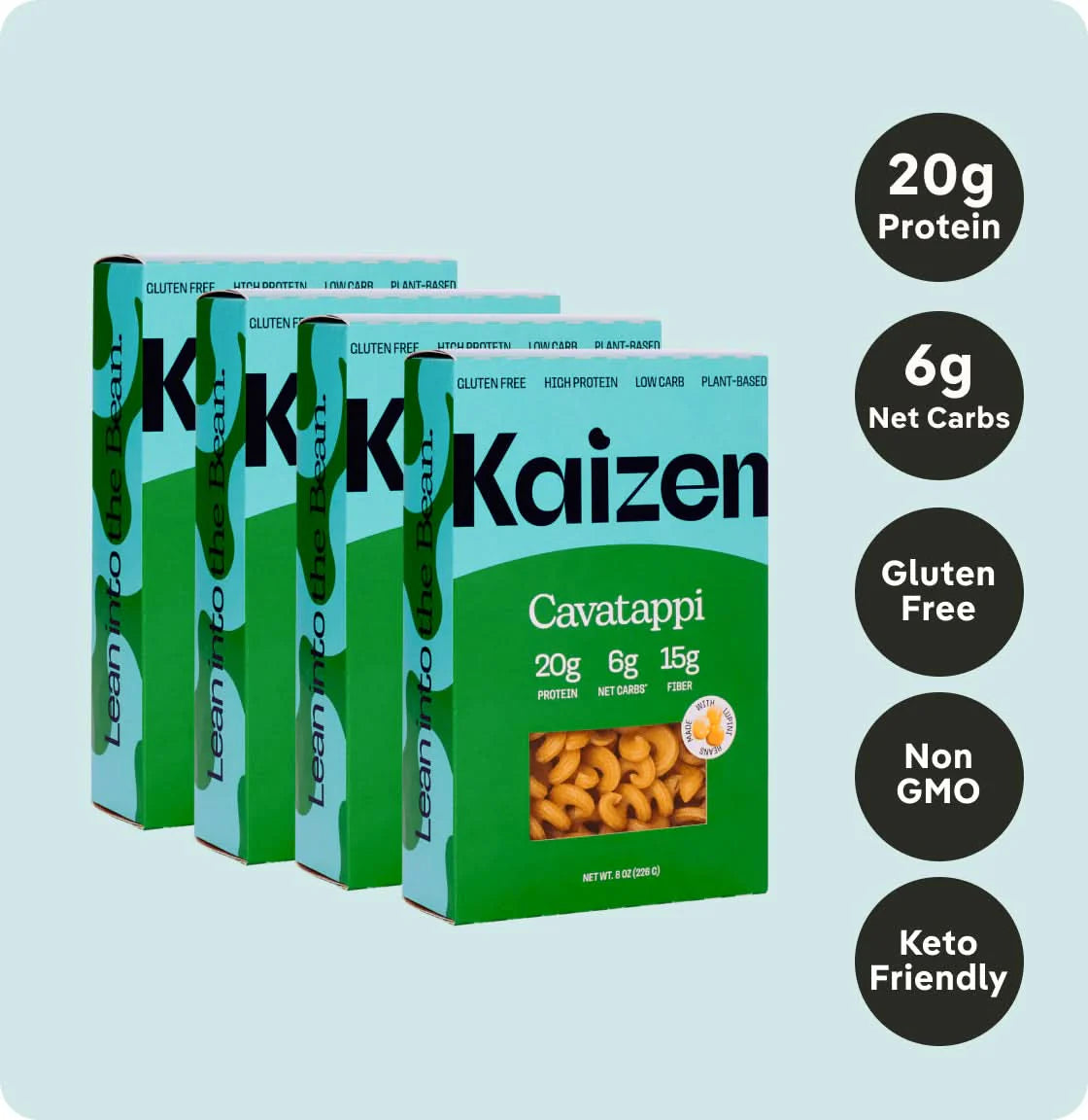 Kaizen Low Carb Cavatappi Pasta - High Protein (20g), Keto Friendly, Gluten-Free, Grain Free, Kosher, Plant-Based - Pack of 2