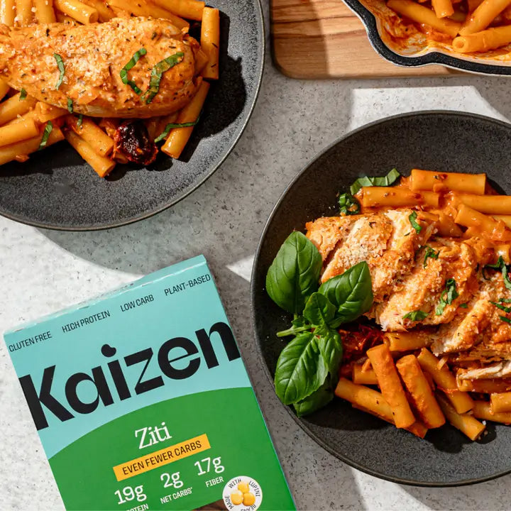 Kaizen Low Carb Ziti Pasta - High Protein (20g), Keto Friendly, Gluten-Free, Grain Free, Kosher, Plant-Based - Pack of 2