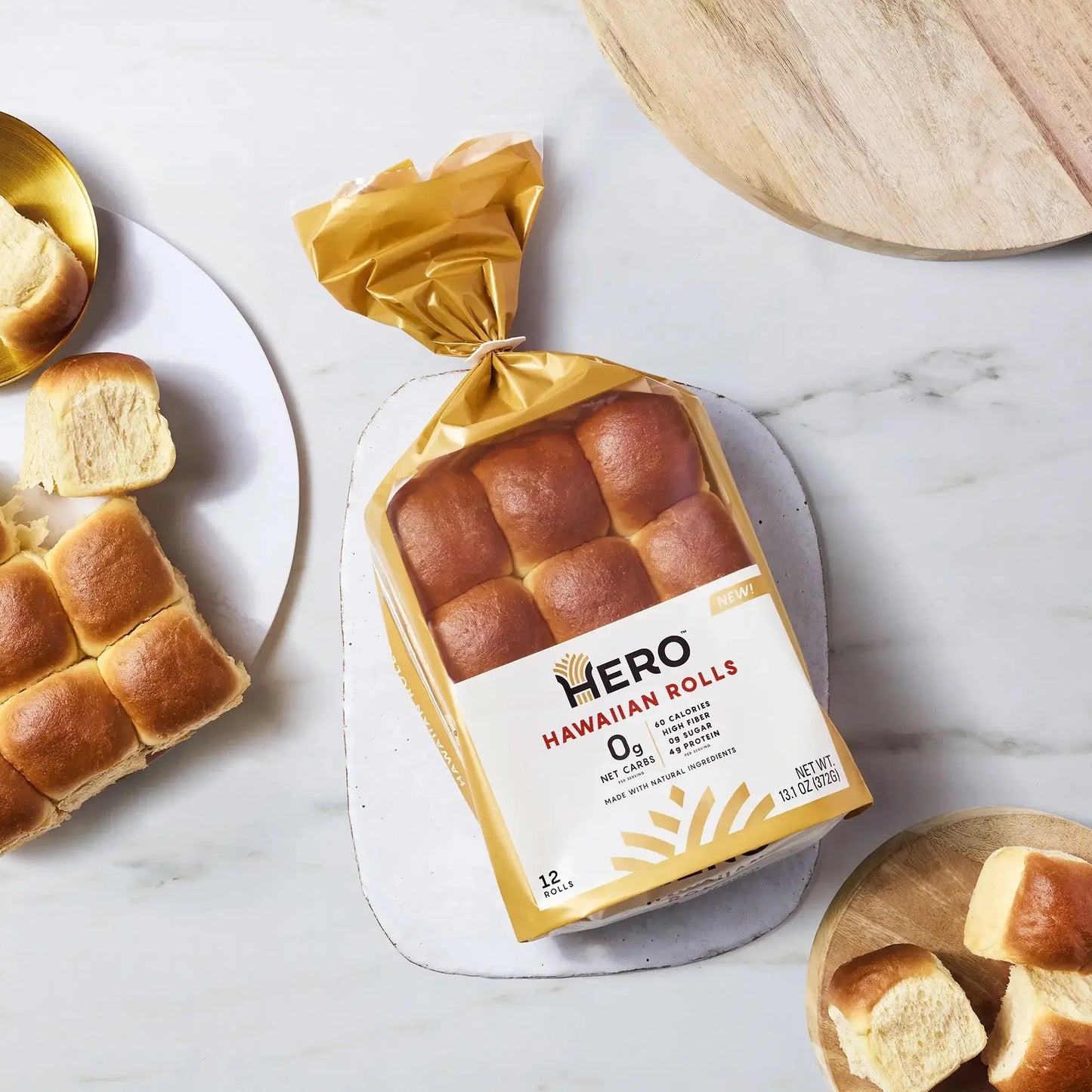 Hero Bread Party Sidekick Bundle — 0g Net Carb Hawaiian Rolls and 0g Net Carb, Hamburger Buns, & Hot Dog Buns | 0g Sugar, High Fiber