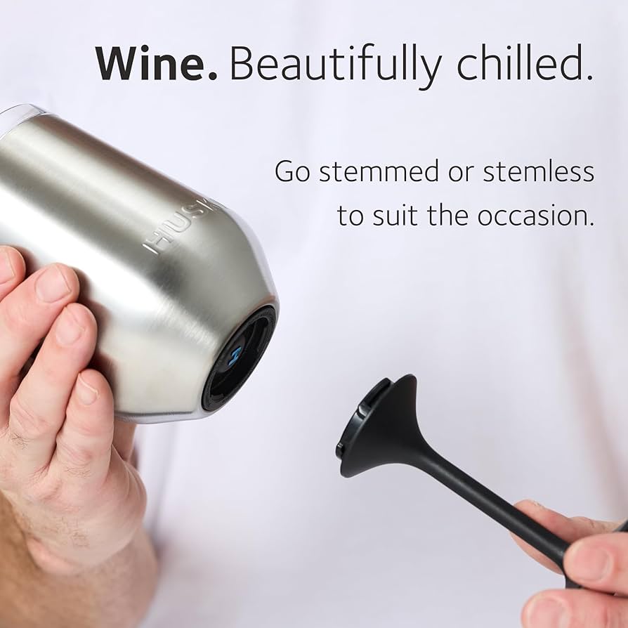 Huski Wine Tumbler 2.0 - Award-winning Design with Detachable Stem, Premium Stainless Steel Wine Glass with Lid - Champagne