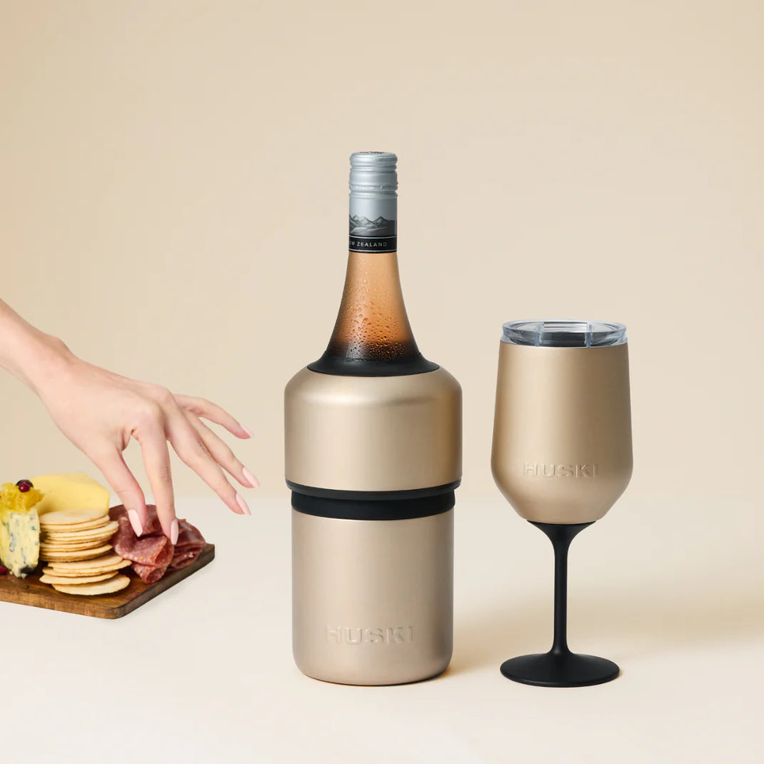 Huski Wine Tumbler 2.0 - Award-winning Design with Detachable Stem, Premium Stainless Steel Wine Glass with Lid - Champagne