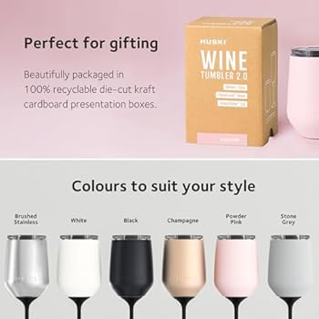 Huski Wine Tumbler 2.0 - Award-winning Design with Detachable Stem, Premium Stainless Steel Wine Glass with Lid - Stone Grey