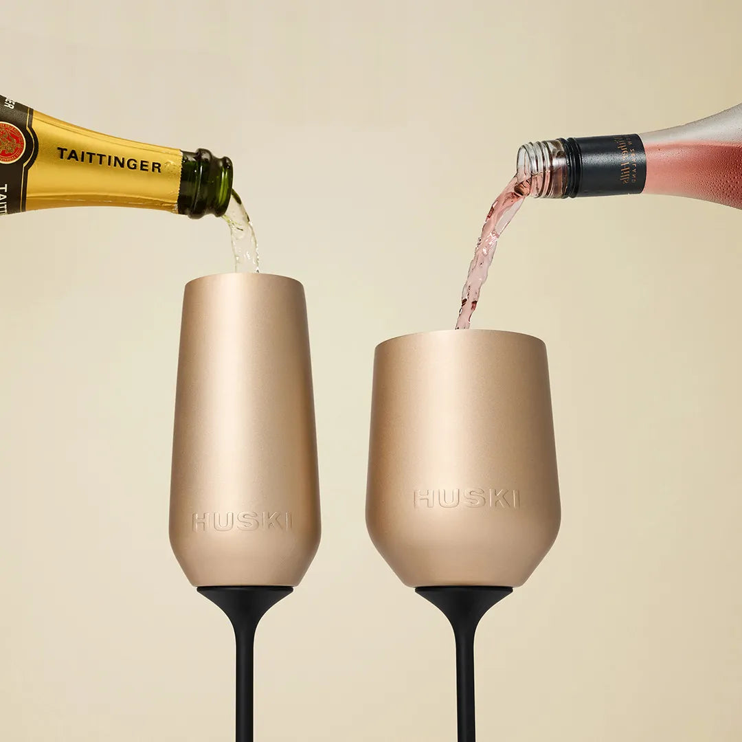 Huski Wine Tumbler 2.0 - Award-winning Design with Detachable Stem, Premium Stainless Steel Wine Glass with Lid - Champagne