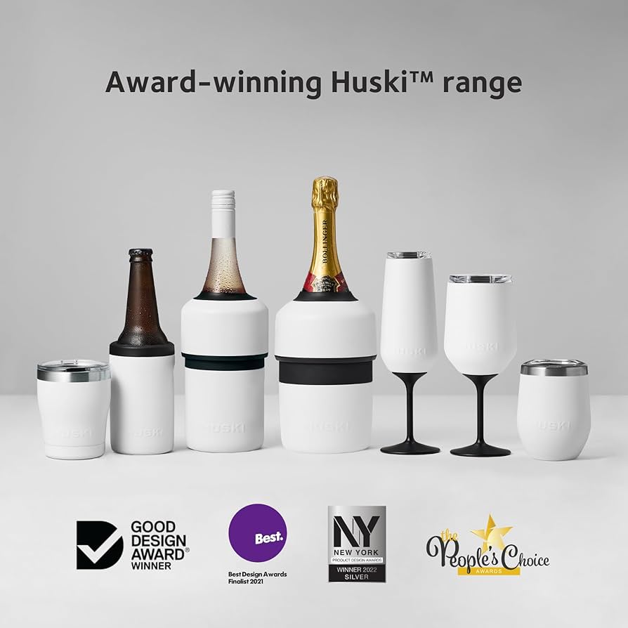 Huski Wine Tumbler 2.0 - Award-winning Design with Detachable Stem, Premium Stainless Steel Wine Glass with Lid - White