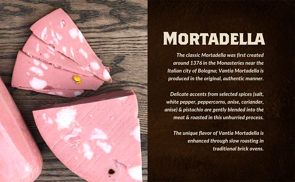 Vantia Imported Mortadella with Pistachios - 12 oz - Triangle Cut