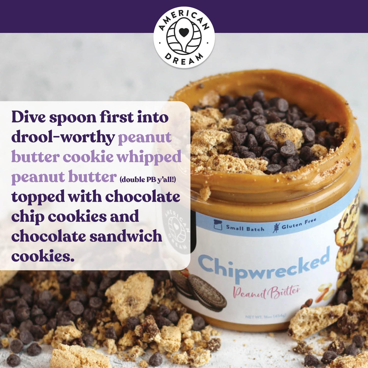 American Dream Nut Butter – Gluten-Free Peanut Butter Chipwrecked Peanut Butter - Pack of 2