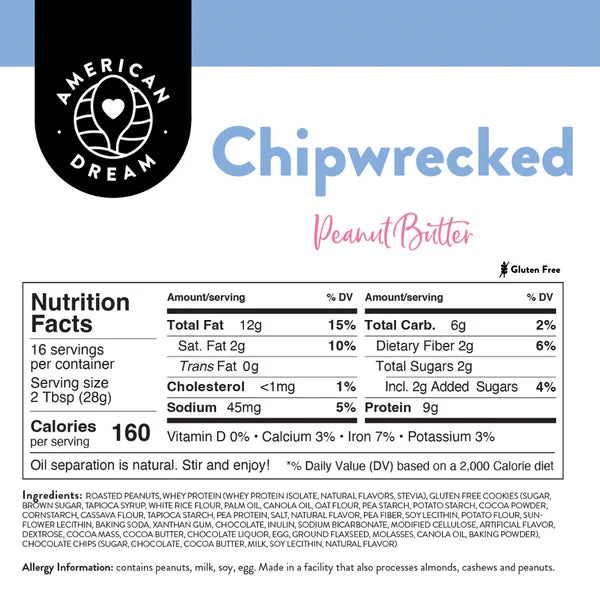 American Dream Nut Butter – Gluten-Free Peanut Butter Chipwrecked Peanut Butter - Pack of 2