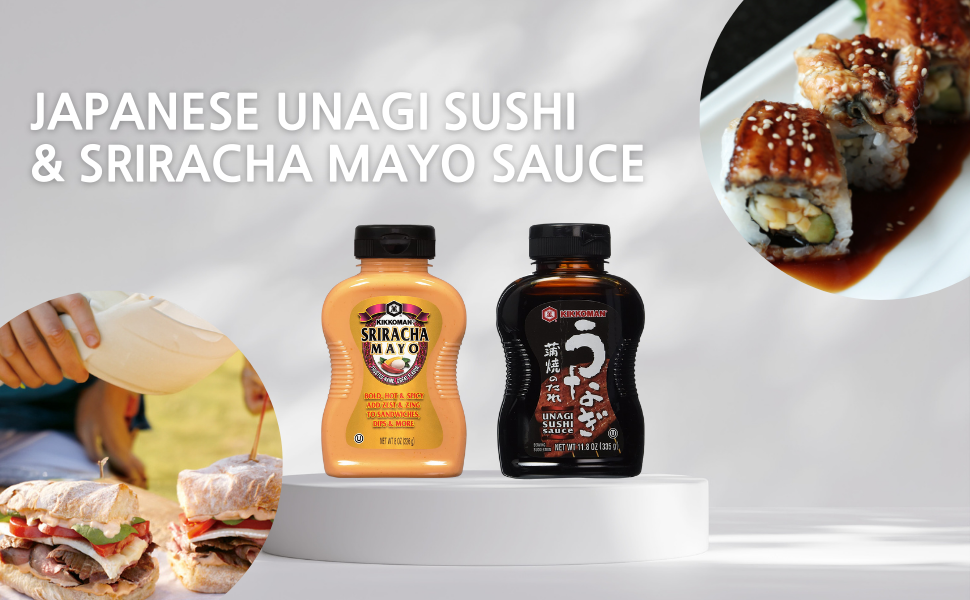 Japanese Sweet Unagi Sauce and Spicy Sriracha Mayo Sauce, Kosher - Pack of 2