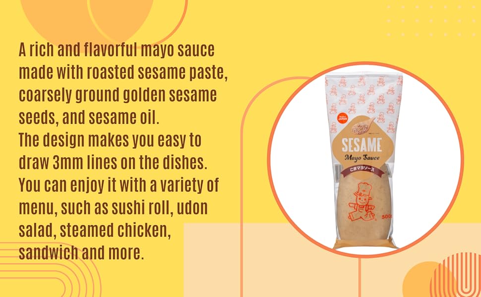 Japanese Mayo - Sesame Mayo Sauce - Enjoy it with sushi rolls, udon salad, steamed chicken, sandwiches, and more! 17.6 oz