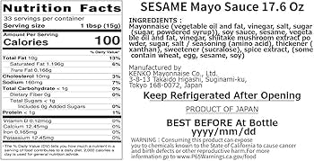 Japanese Mayo - Sesame Mayo Sauce - Enjoy it with sushi rolls, udon salad, steamed chicken, sandwiches, and more! 17.6 oz