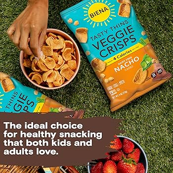 BIENA Tasty Thins Veggie Crisps - Low-Calorie Veggie Chips, Variety Pack, 4 oz Bags - Hawaiian BBQ, Himalayan Pink Salt, & Nacho - Pack of 6
