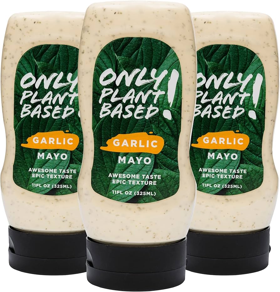 Only Plant Based Vegan Garlic Mayonnaise, 11 oz Squeeze Bottles - Pack of 6