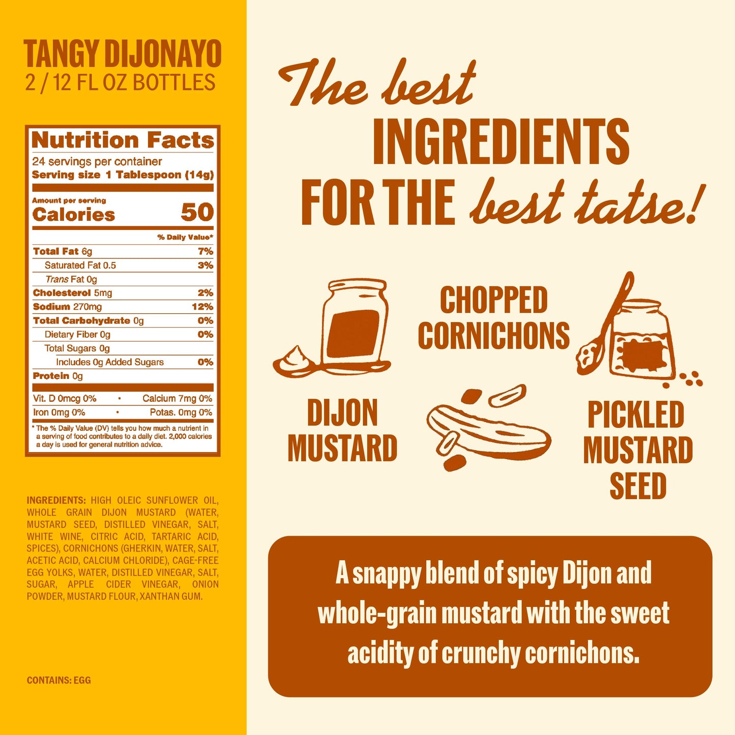 Ayoh Foods, Mayo Gone Wild, Tangy Dijonayo - Made by Molly Baz, 12 oz Bottles - Pack of 2