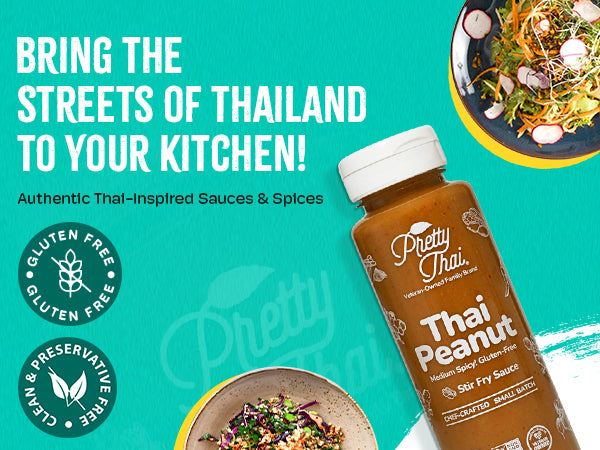 Pretty Thai Peanut Sauce, Gluten Free Certified Non-GMO Vegan Authentic Stir Fry, Dressing, Rice Seasoning, Condiment & Dipping Sauce, 100% Natural - Pack of 3