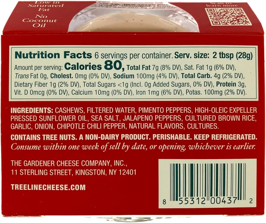 Treeline Non Dairy Cashew Pimento Cheese, Vegan - Pack of 2