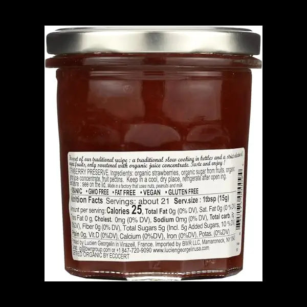 LUCIEN GEORGELIN Organic Strawberry Fruit Spread, 11.28 oz - Pack of 2