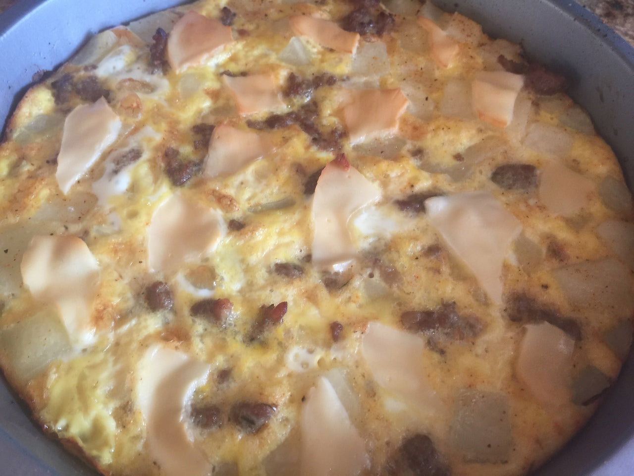 Sausage, Egg, Potato, Onion & Cheese Breakfast Casserole