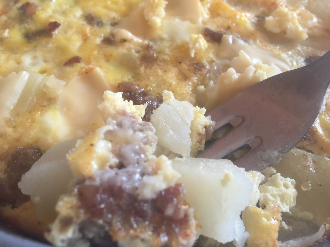 Sausage, Egg, Potato, Onion & Cheese Breakfast Casserole