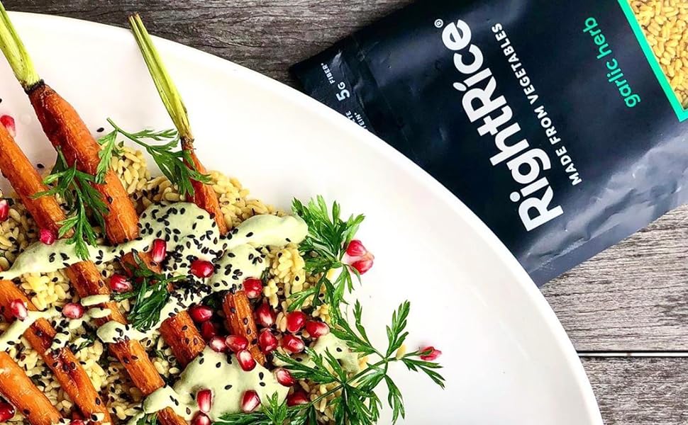 RightRice - Garlic Herb (7oz. Pack of 6) - Made from Vegetables - High Protein, Vegan, non GMO, Gluten Free