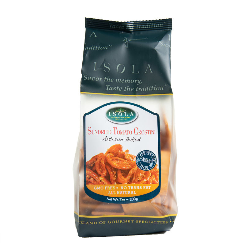 Gourmet Isola Crostini Variety Pack, Baked Crisp Bread Slices - Savory Rosemary, Zesty Garlic, Olive Oil, Sun Dried Tomato - Pack of 4
