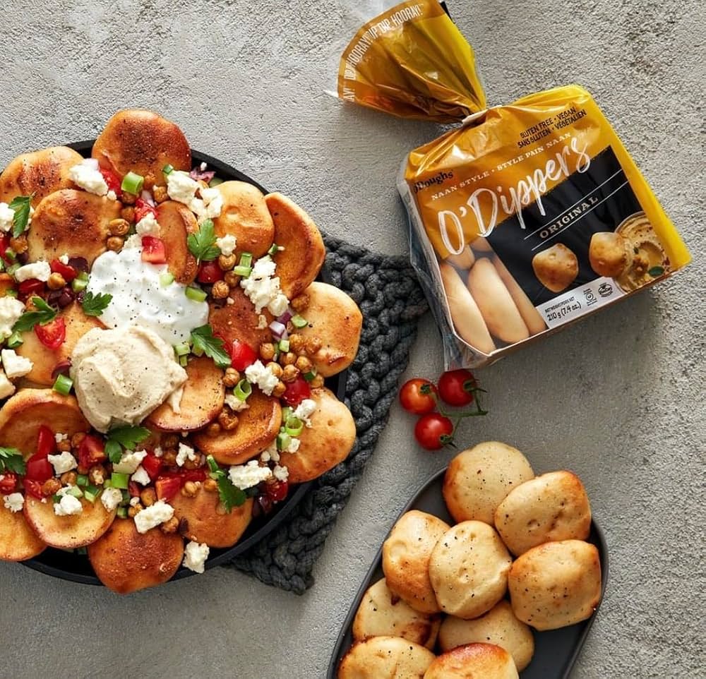 O'Doughs Gluten Free and Vegan Naan Style O'Dippers Flatbreads, Original, 7.4 oz - Pack of 2