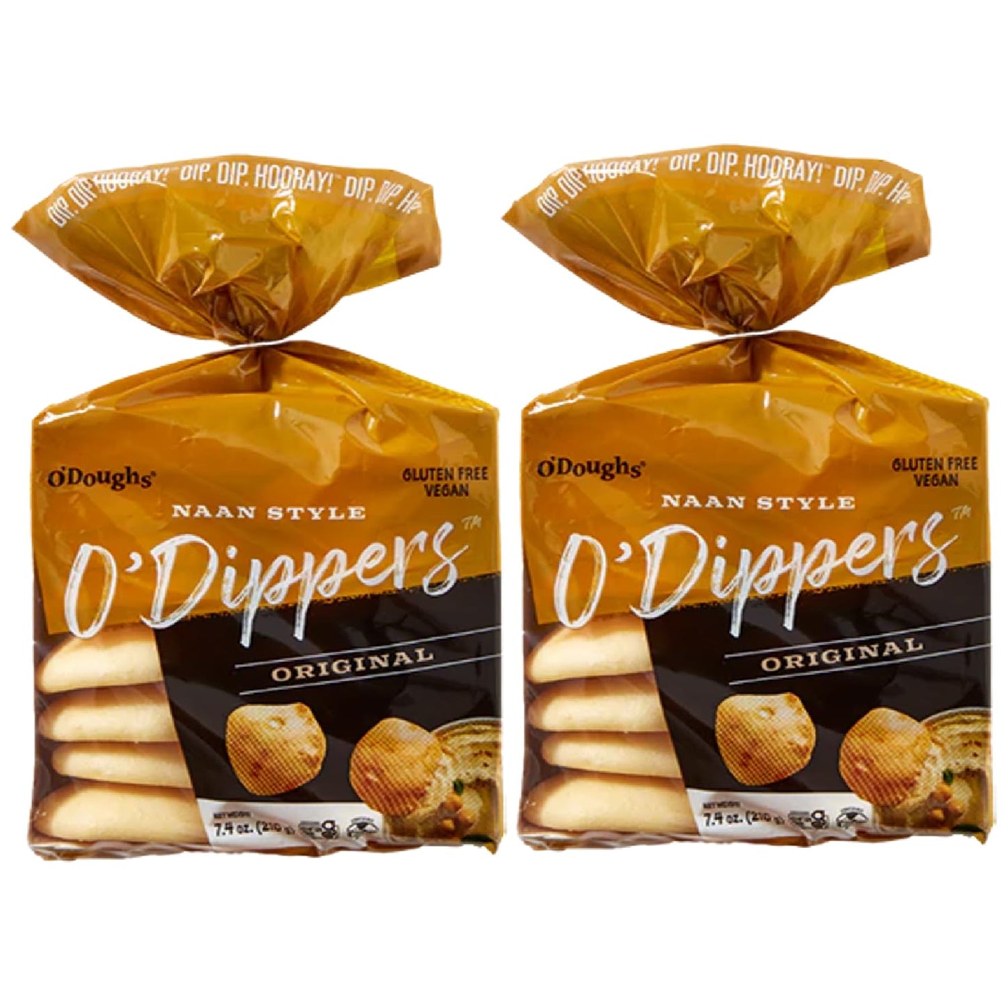 O'Doughs Gluten Free and Vegan Naan Style O'Dippers Flatbreads, Original, 7.4 oz - Pack of 2