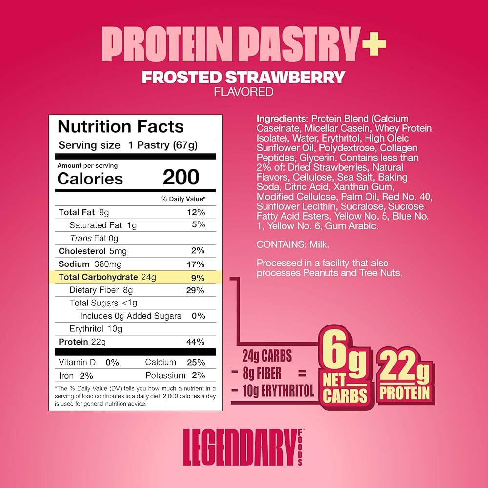 Legendary Foods 22 g Protein Pastry Bundle - Low Carb Meal Replacement Bar - Gluten Free Protien Snacks - Healthy Keto Snack Box - Low Sugar Energy Bars - Bariatric Diabetic Friendly – Pack of 16