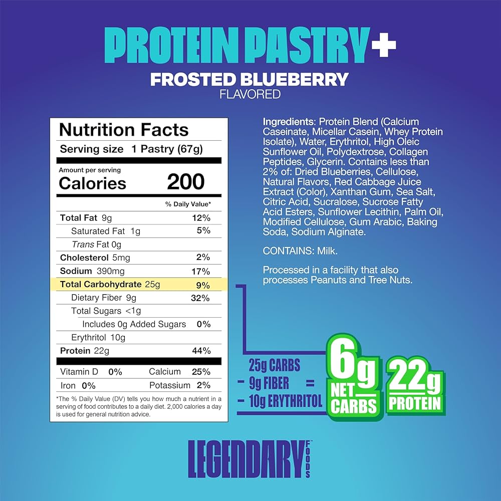 Legendary Foods 22 g Protein Pastry Bundle - Low Carb Meal Replacement Bar - Gluten Free Protien Snacks - Healthy Keto Snack Box - Low Sugar Energy Bars - Bariatric Diabetic Friendly – Pack of 16