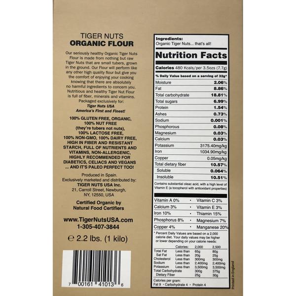 Organic Gluten Free Tiger Nuts Flour - 2.2 lbs