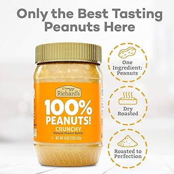 Crazy Richard's 100% All-Natural Vegan Creamy & Crunchy Peanuty Butter with No Added Sugar, Non-GMO Variety Pack 16 oz - Pack of 2