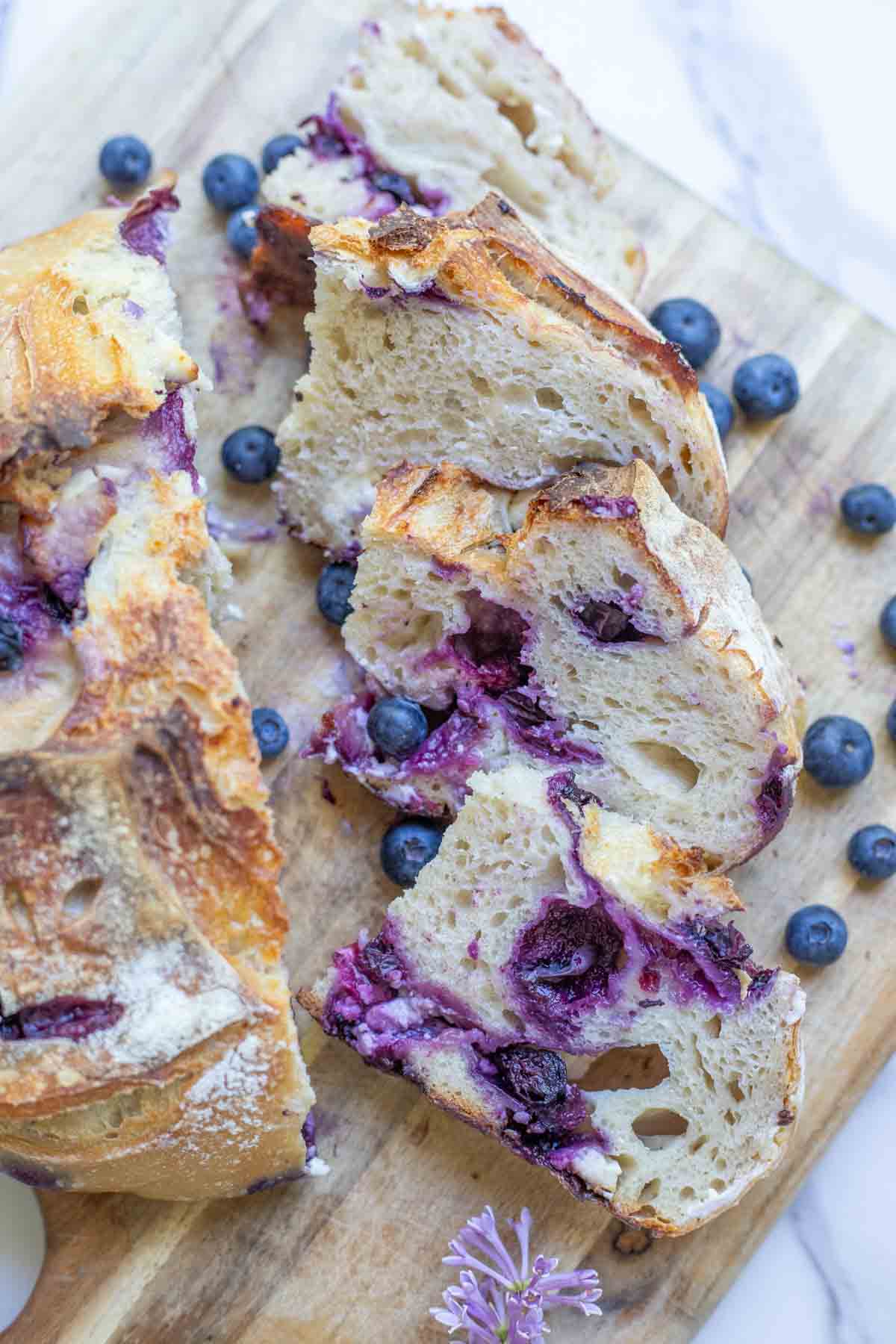Fresh Blueberry Sourdough Bread Loaf